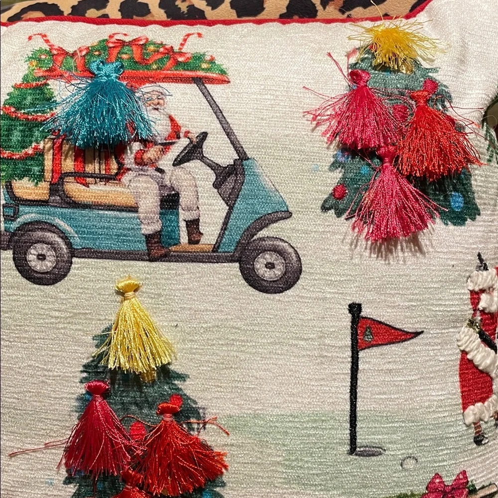 NWT Santa playing golf decorative pillow